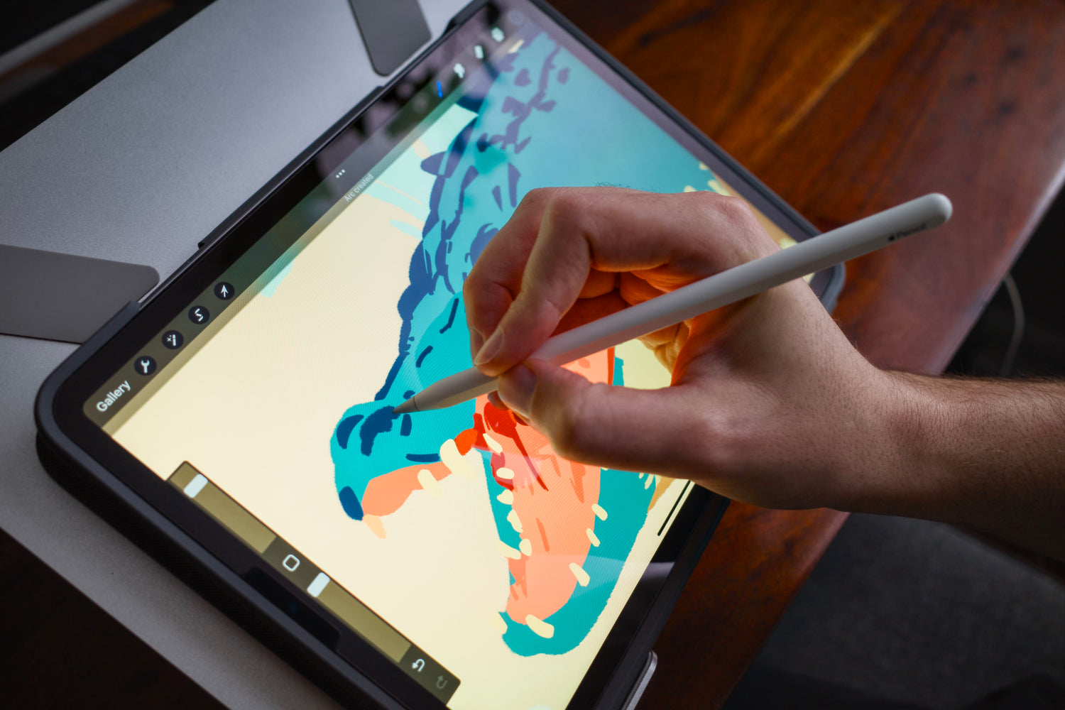 The game designer and illustrator of Biome Blitz, Matthew Sauder, is illustrating a crocodile which can be seen featured on the Saltwater Crocodile card within the game.